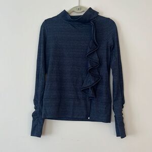Anthropologie Ruffle ruched full zip Athletic Jacket Size Small